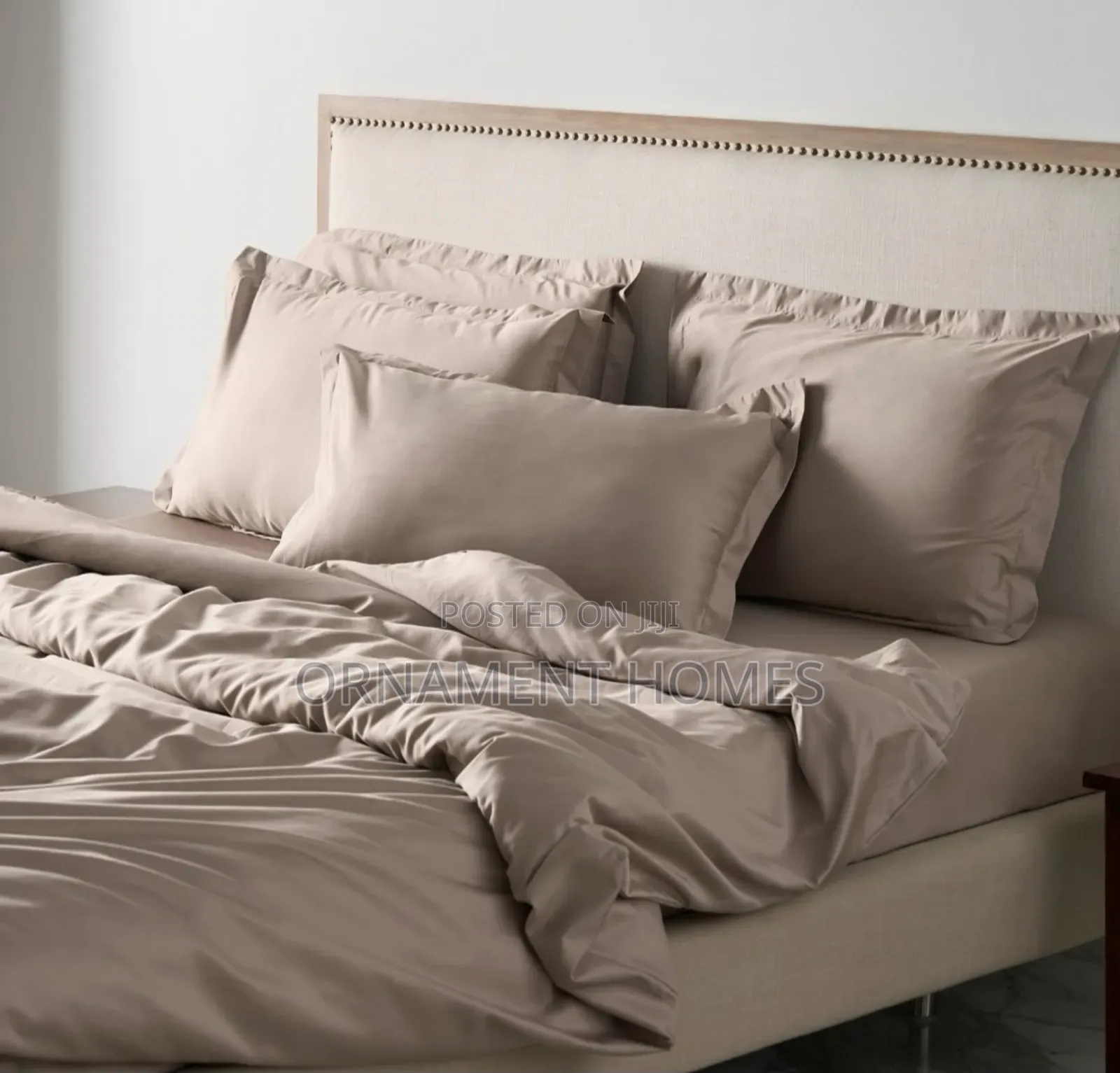 Silk Duvet Bedsheet and Pillowcases(Beige)