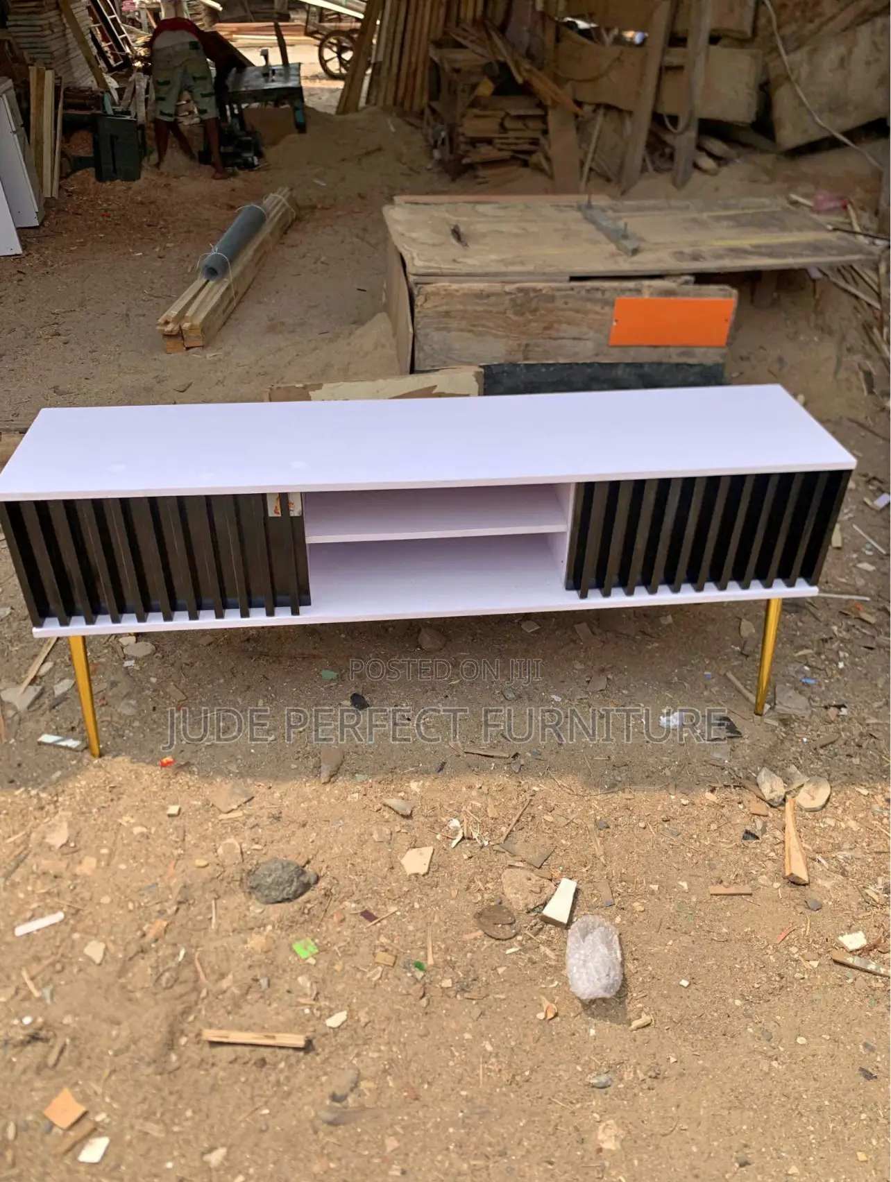 High Standards Quality Tv Stand With Gold Long Legs