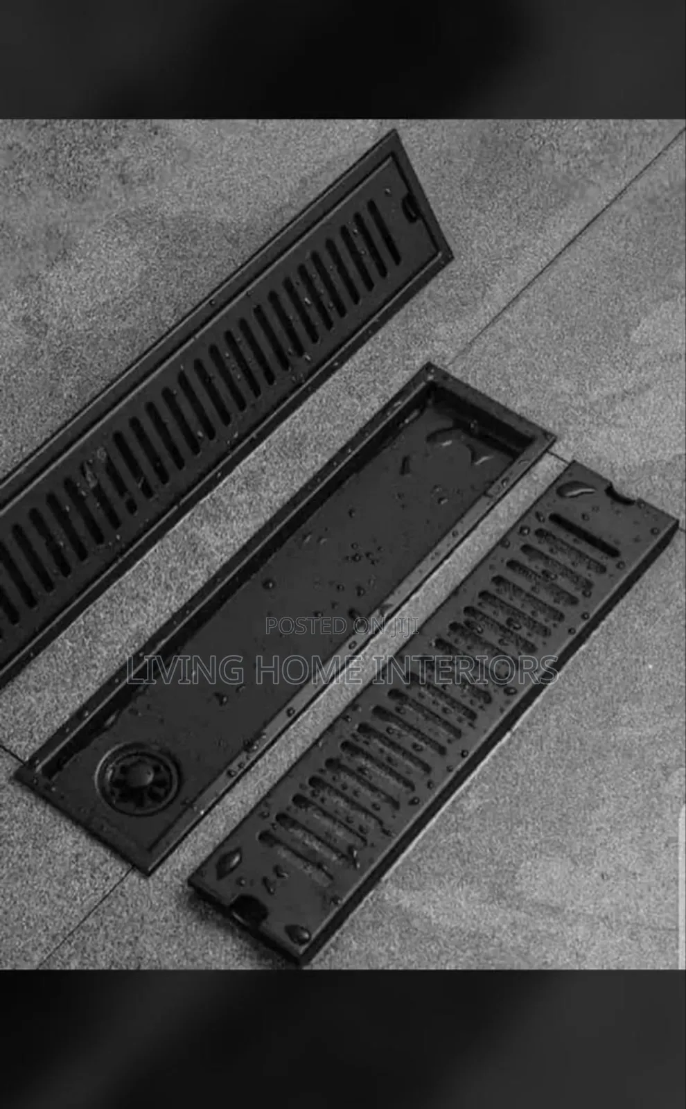 30cm Matt Black Floor Drain