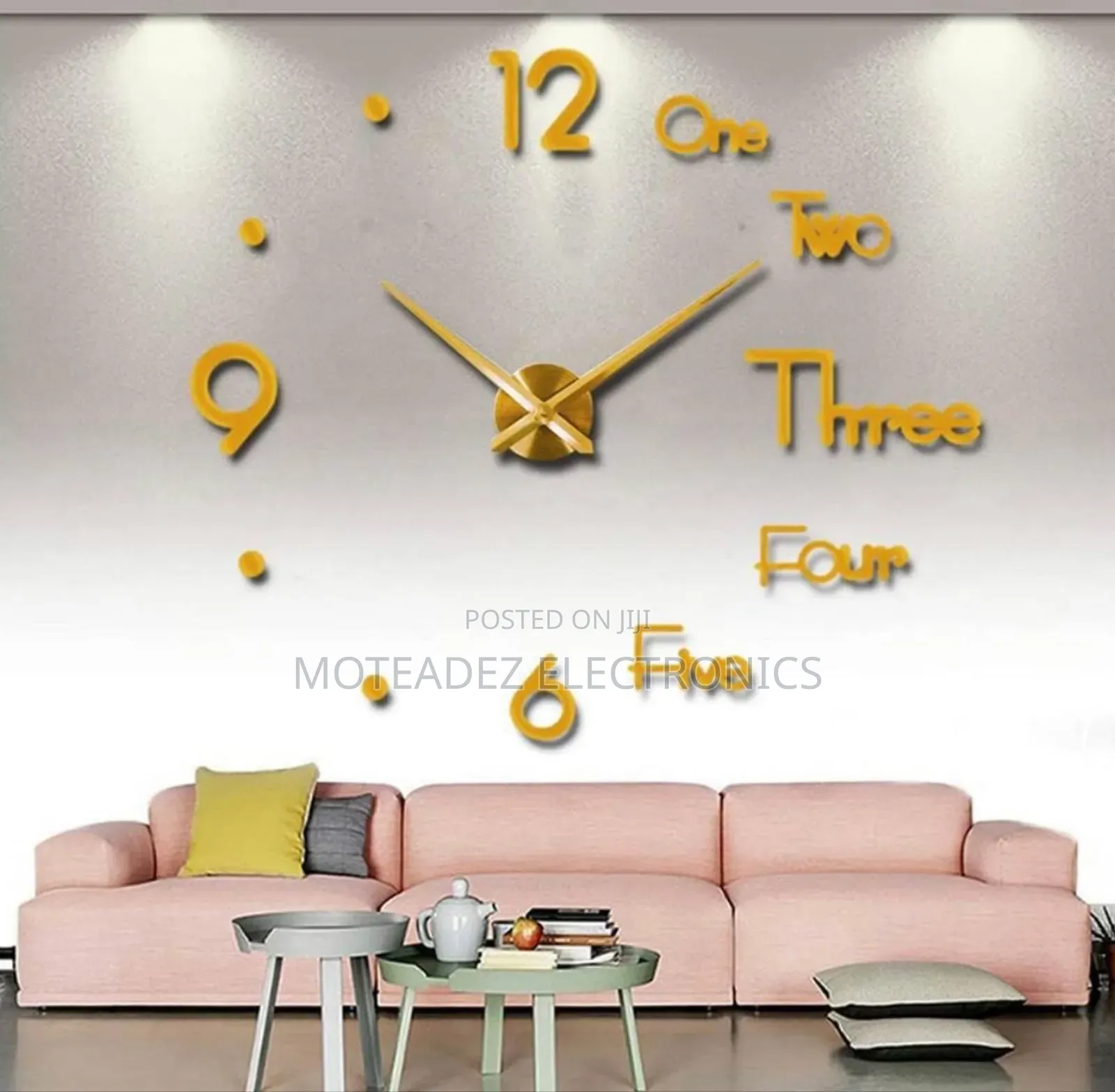(120cm) 3 D Classic Numbers + Words Design Wall Clock