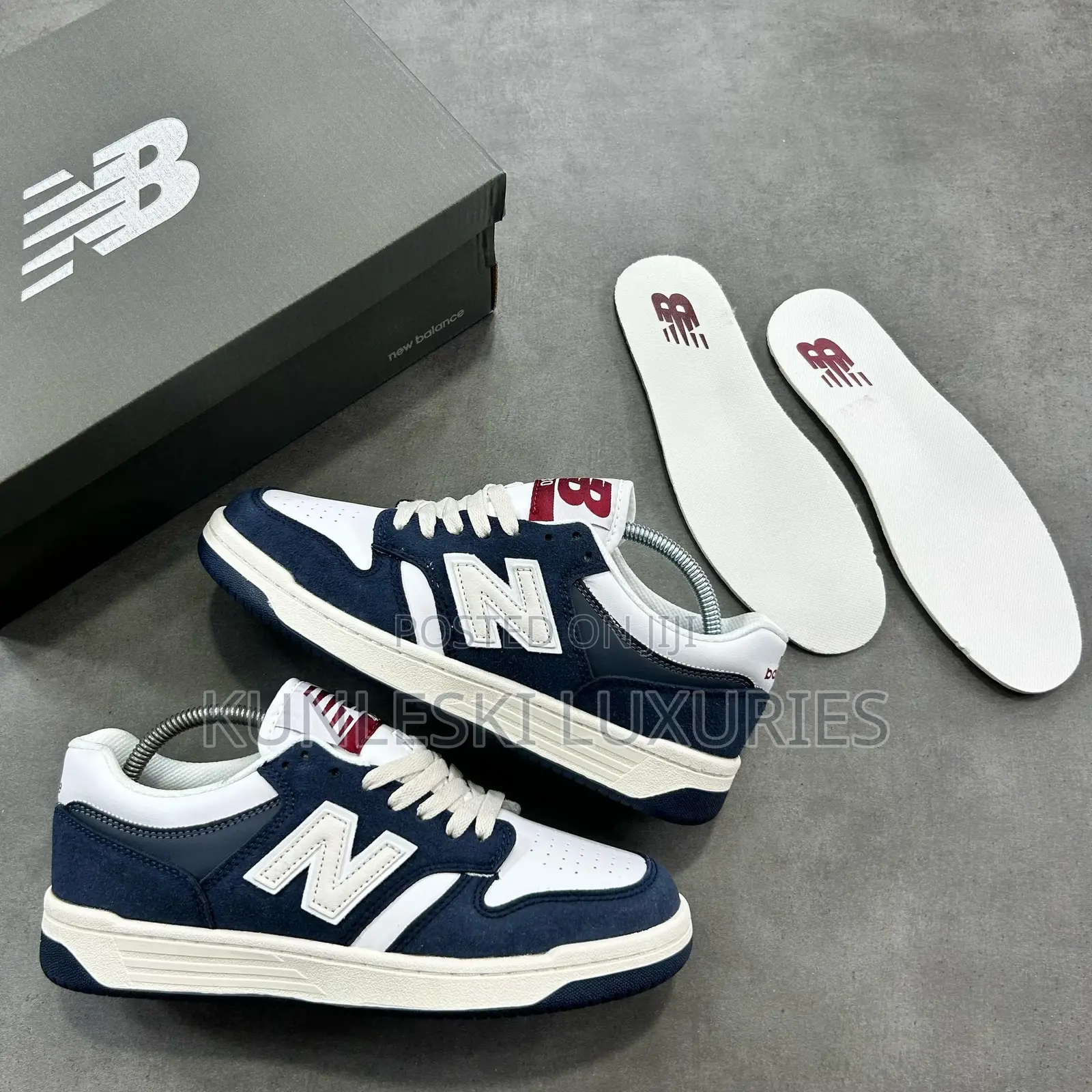 Original New Balance 480 Suede White Blue Sneakers