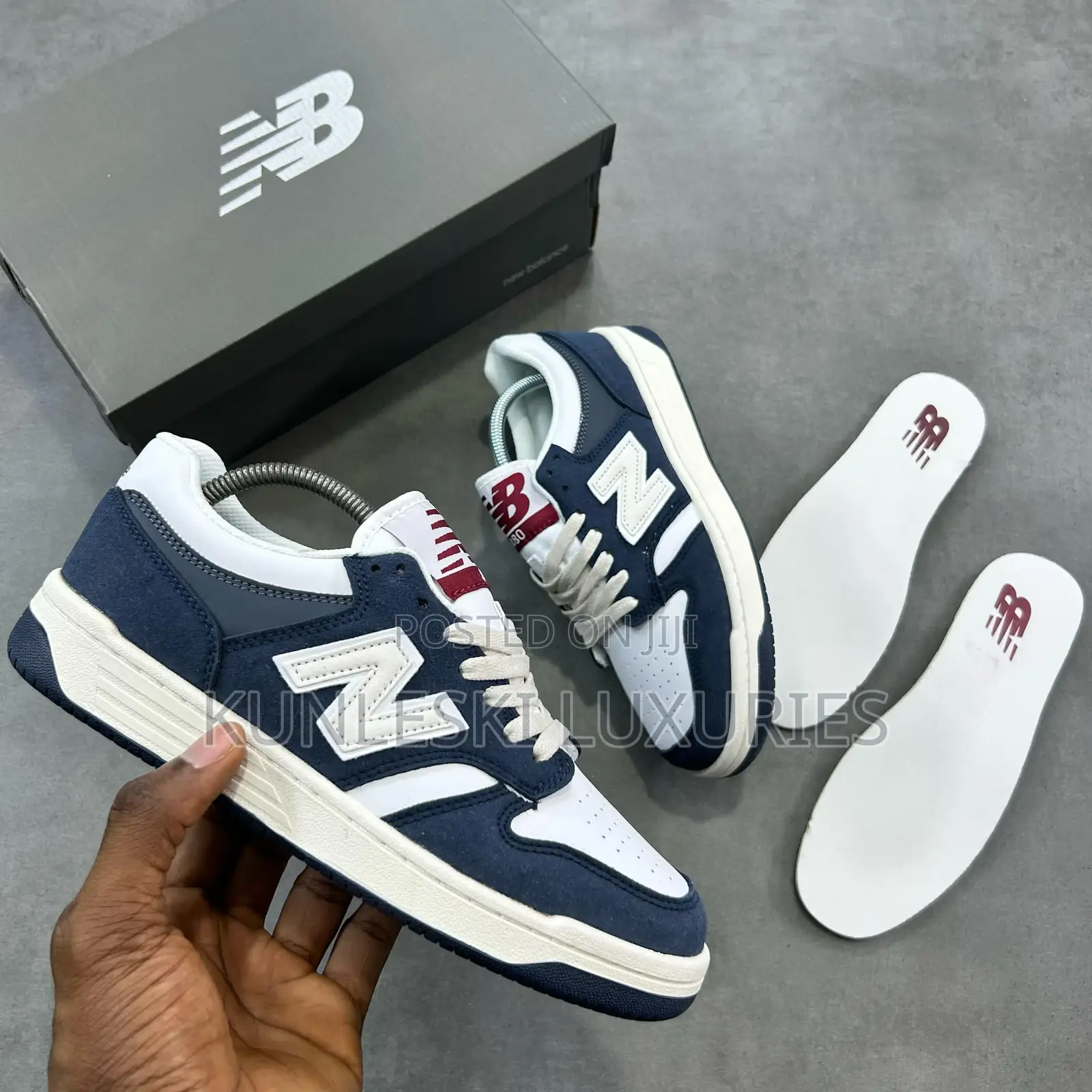 Original New Balance 480 Suede White Blue Sneakers