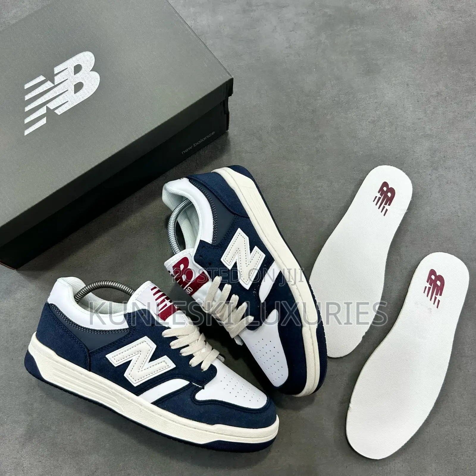 Original New Balance 480 Suede White Blue Sneakers