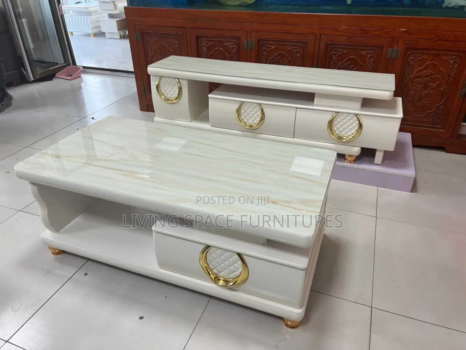 Glass Top Adjustable Tv Stand With Center Table