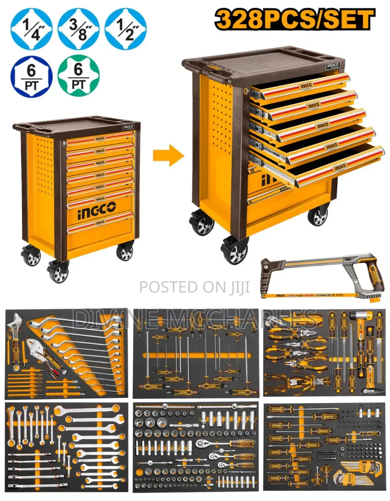 Ingco Htcs273281 Tool Cabinet 328 PCS Hand Tools Set