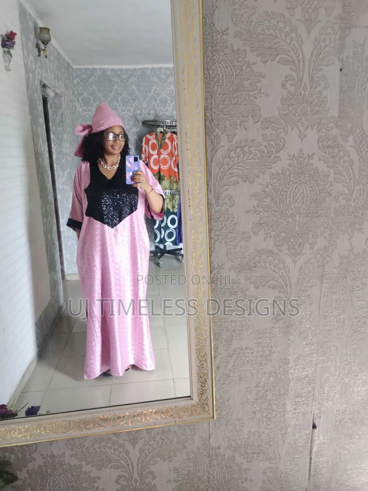 Pink Bubu Dress With Sequence Design