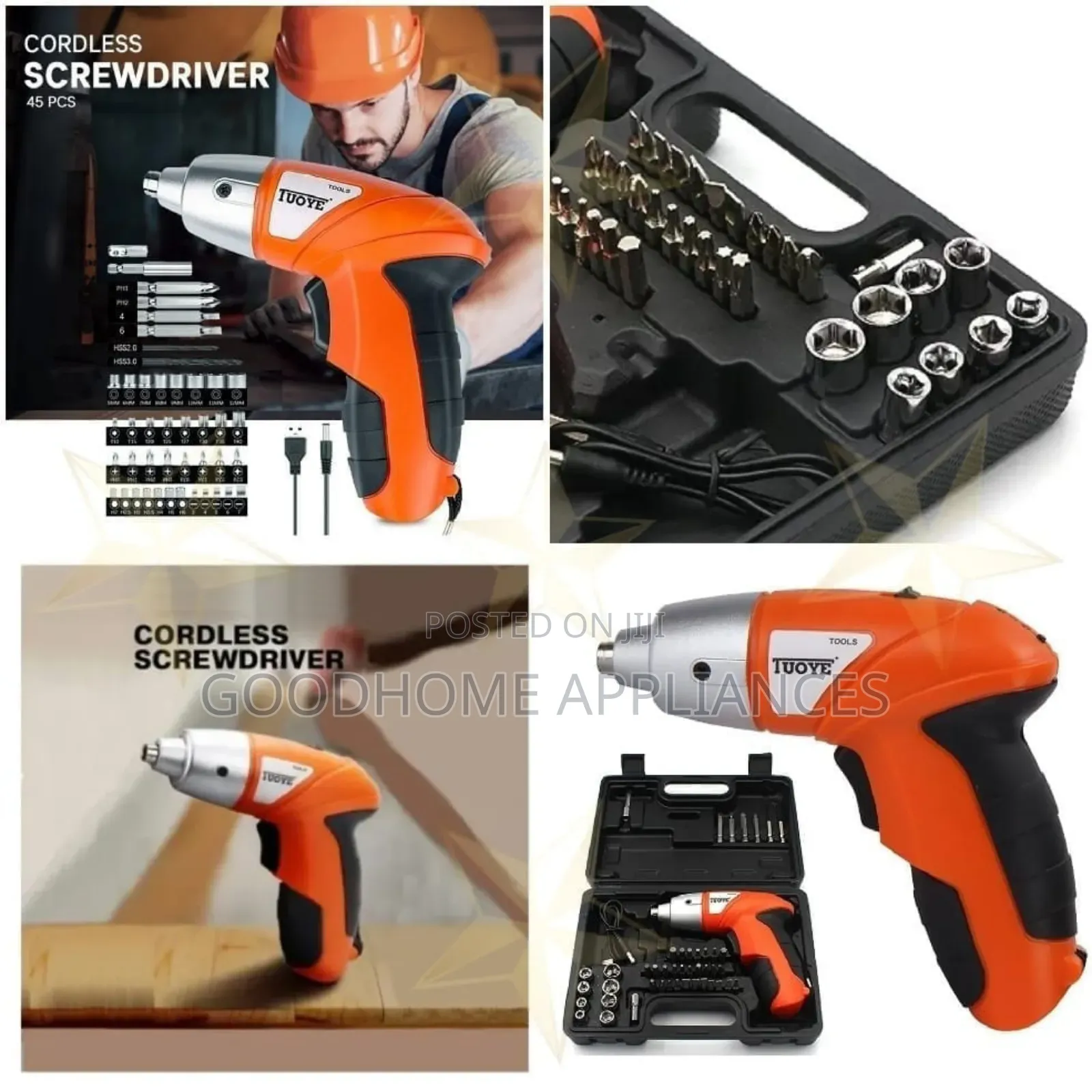 45 Pieces Rechargeable Cordless Screwdriver Set