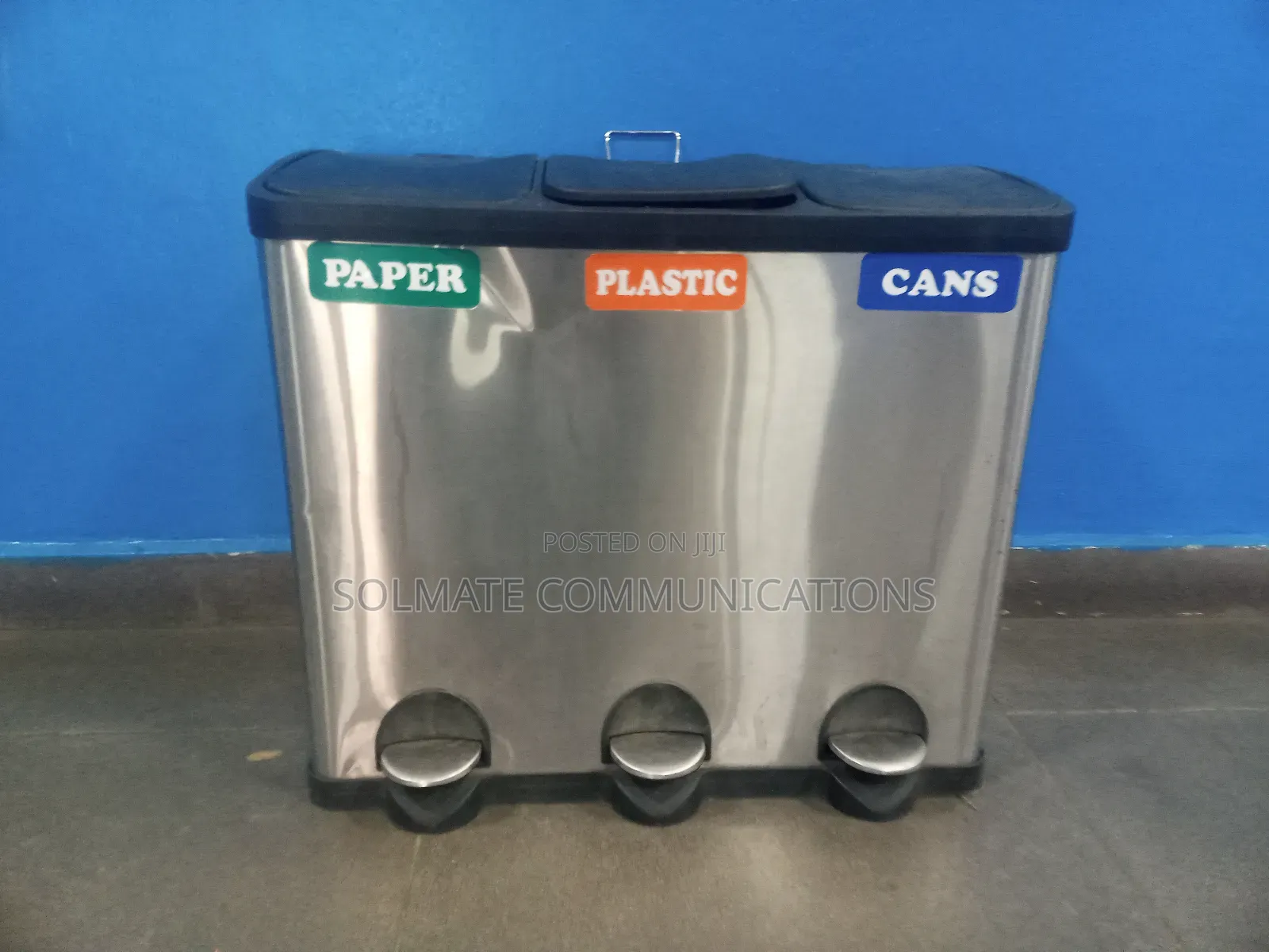 Organized 3in1 Compartment Step-on 60 Liter Stainless Steel