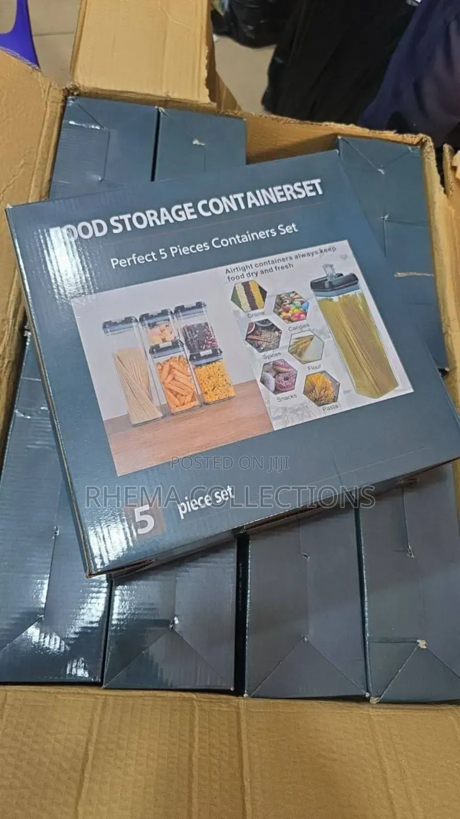 5pcs Acrylic Cereal Container Set With Easy Pour Lids