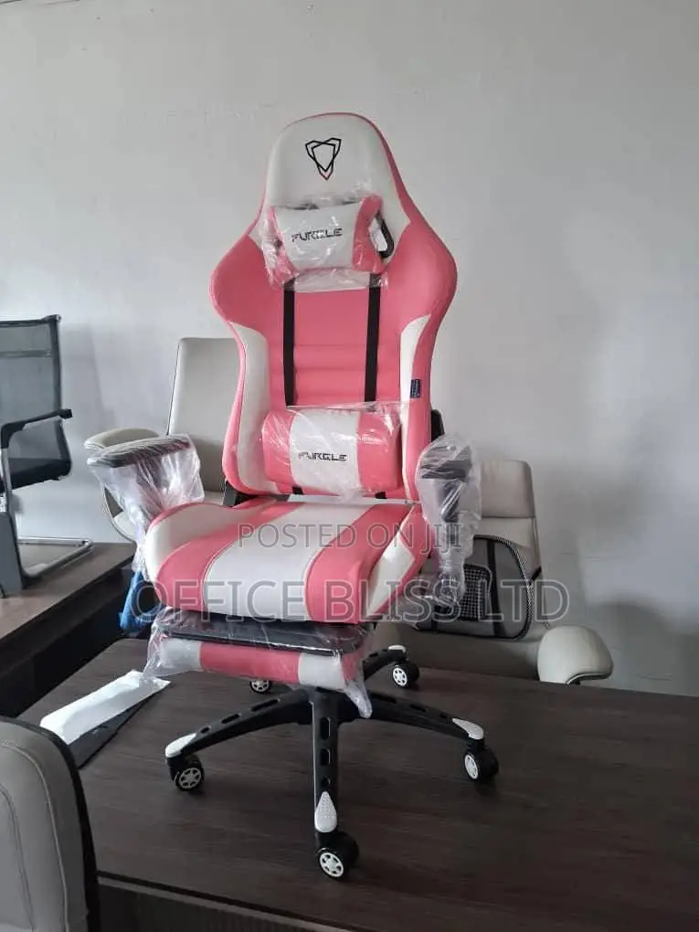 Furgle Ergonomic Gaming Chair With Footrest -Pink