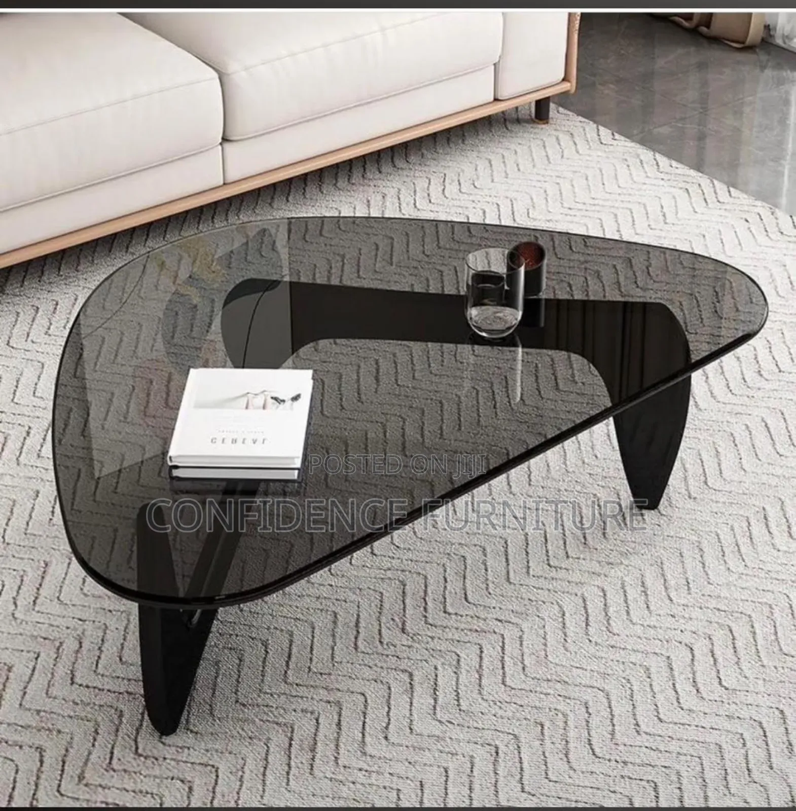 Quality Center Table With Thick Glass And Wooden Leg