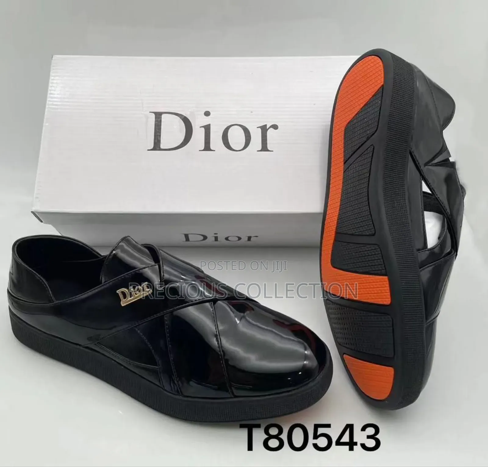 Unisex Dior Vintage Glossy Leather Sandals