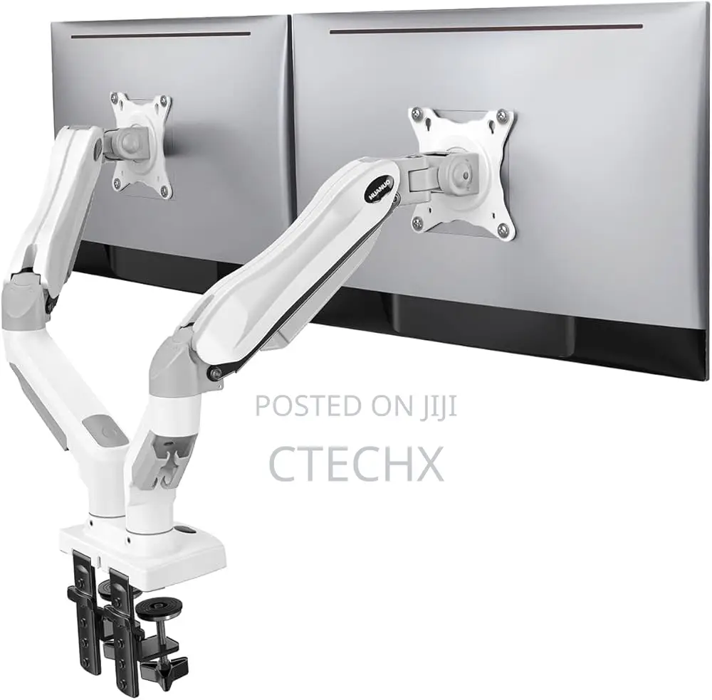 White Dual Monitor Stand for 13 - 32 Curved Flat Screens