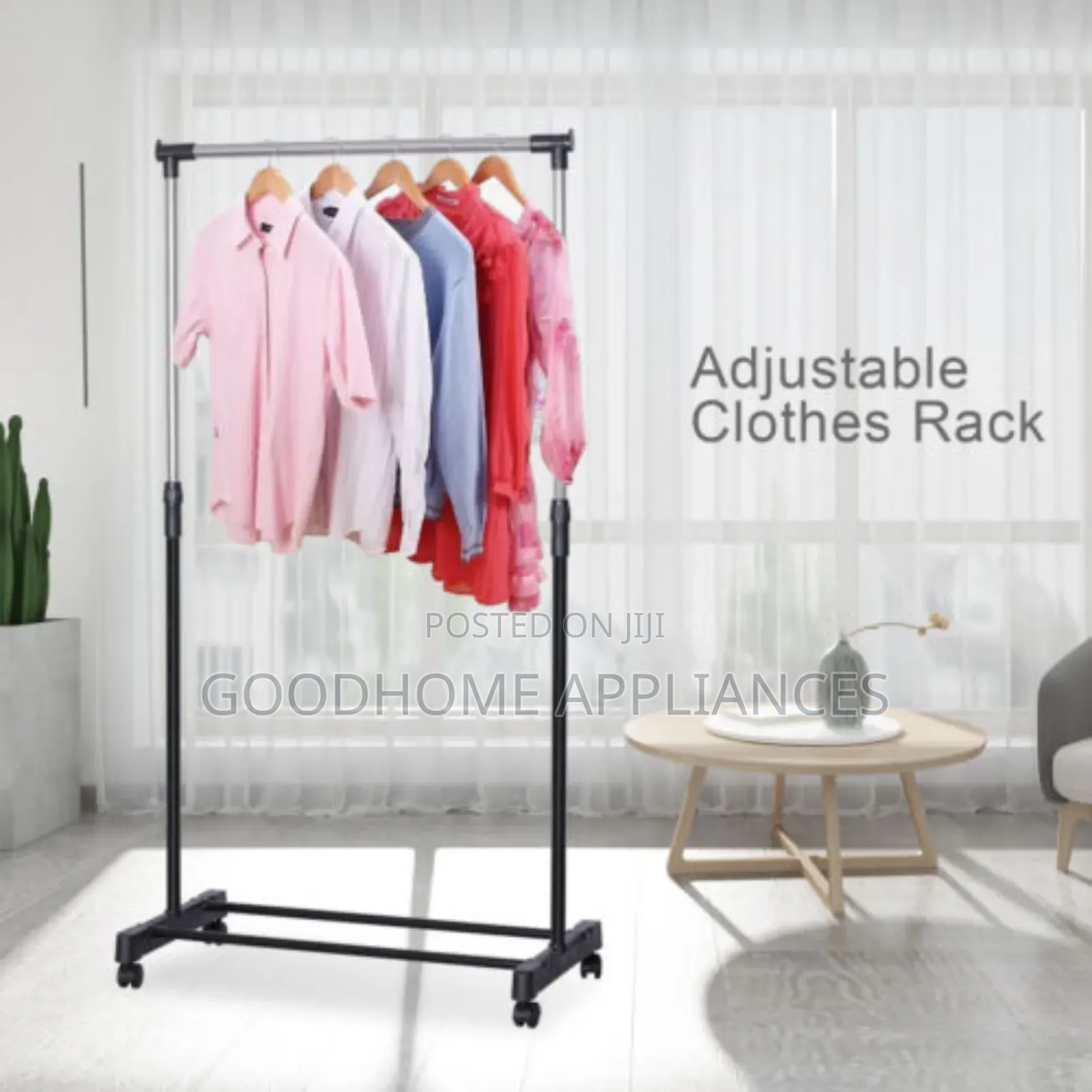 Movable Single Pole Clothes Hanger With Wheels