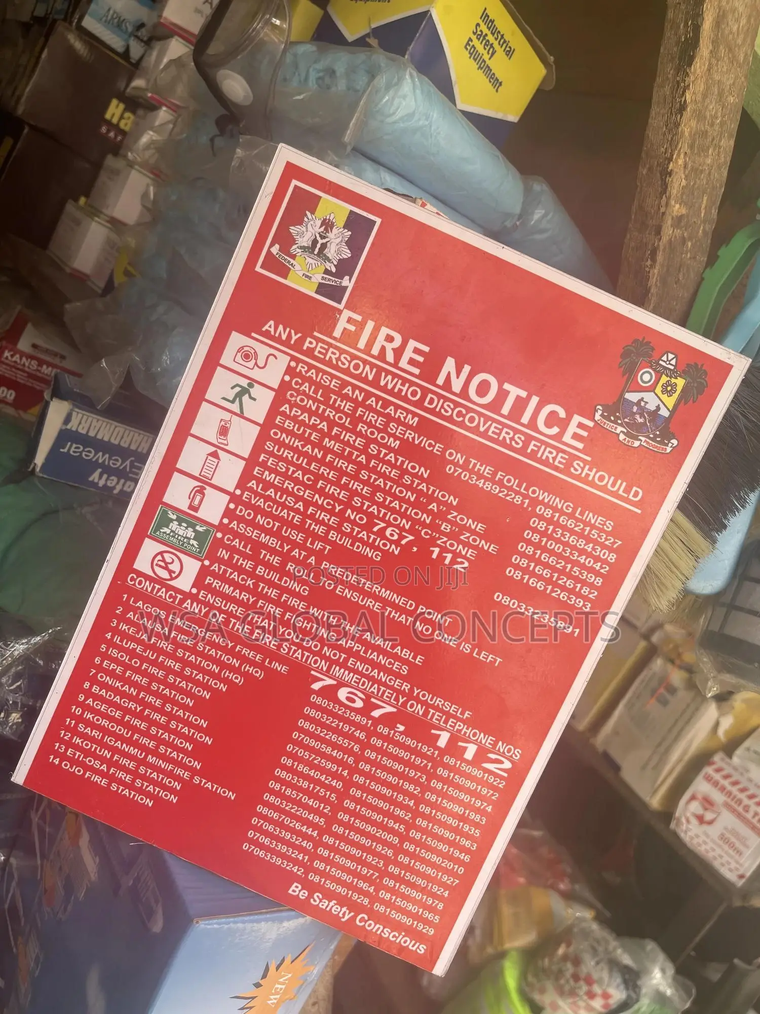 Lagos State Fire Notice Safety Sign