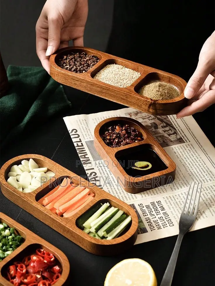 2pcs Wooden Tray, Plate for Cereals, Nuts Suya