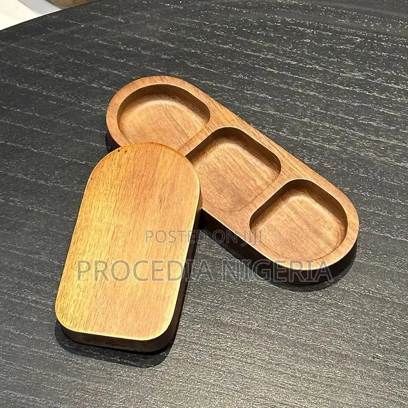 2pcs Wooden Tray, Plate for Cereals, Nuts Suya