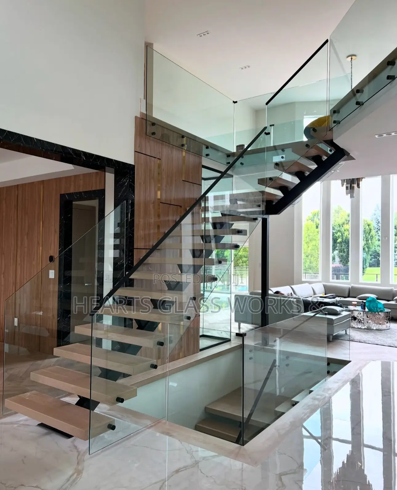 Floating Stairs Installed With Stand Offs Studs