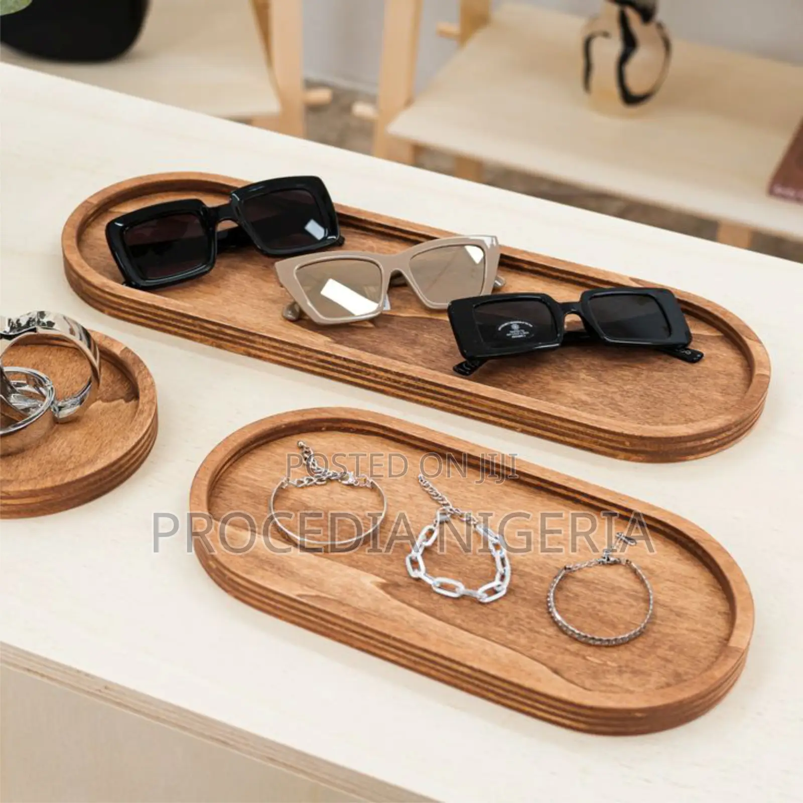 Natural Wood Tray – Jewelry Coffee Organizer
