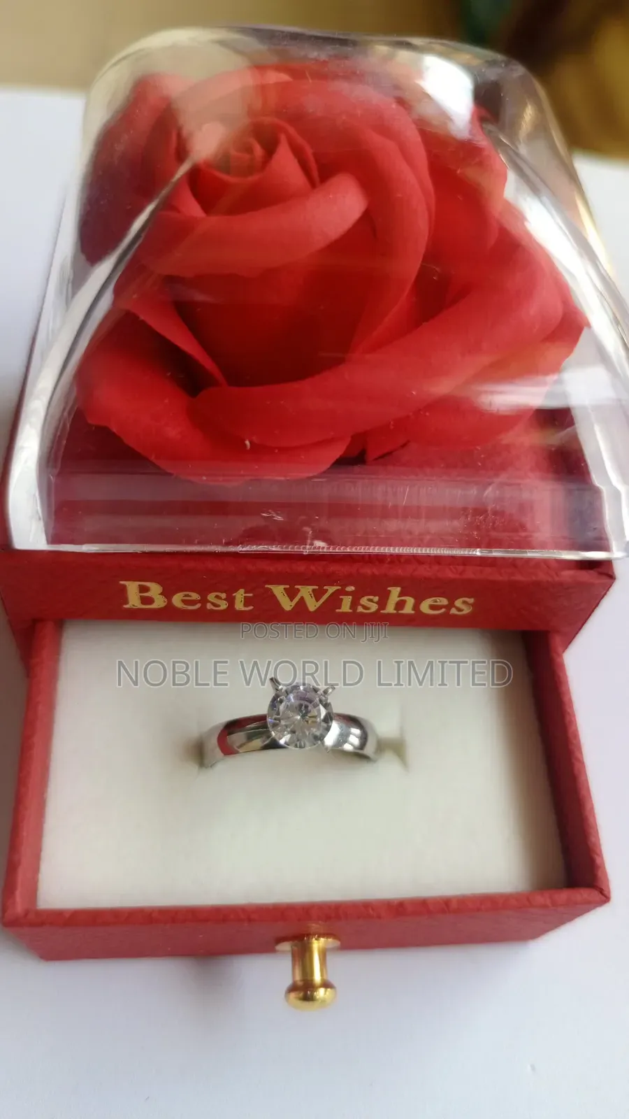 Silver Proposal/Wedding Rings in a Scented Rose Box