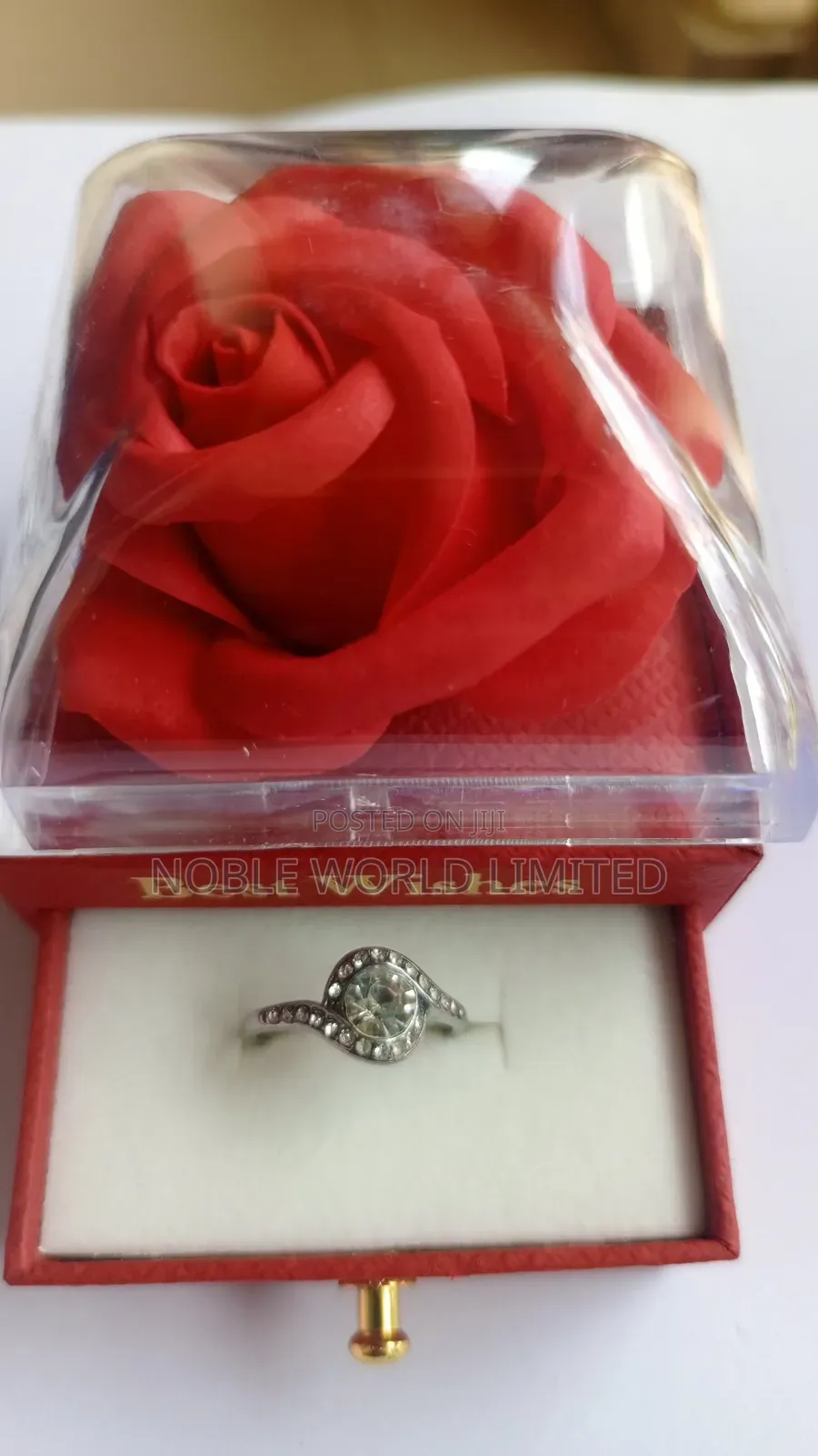 Silver Proposal/Wedding Rings in a Scented Rose Box