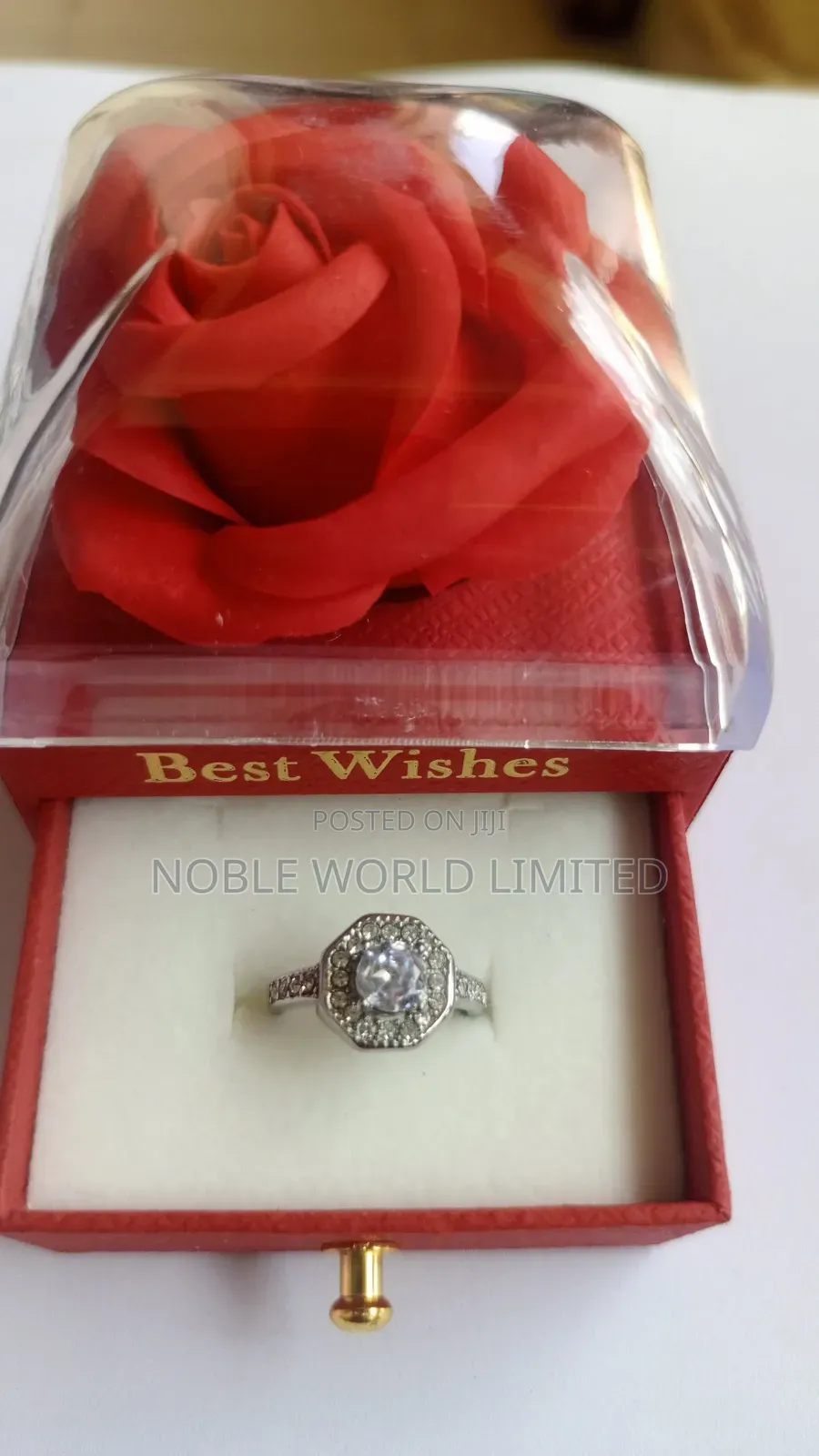 Silver Proposal/Wedding Rings in a Scented Rose Box