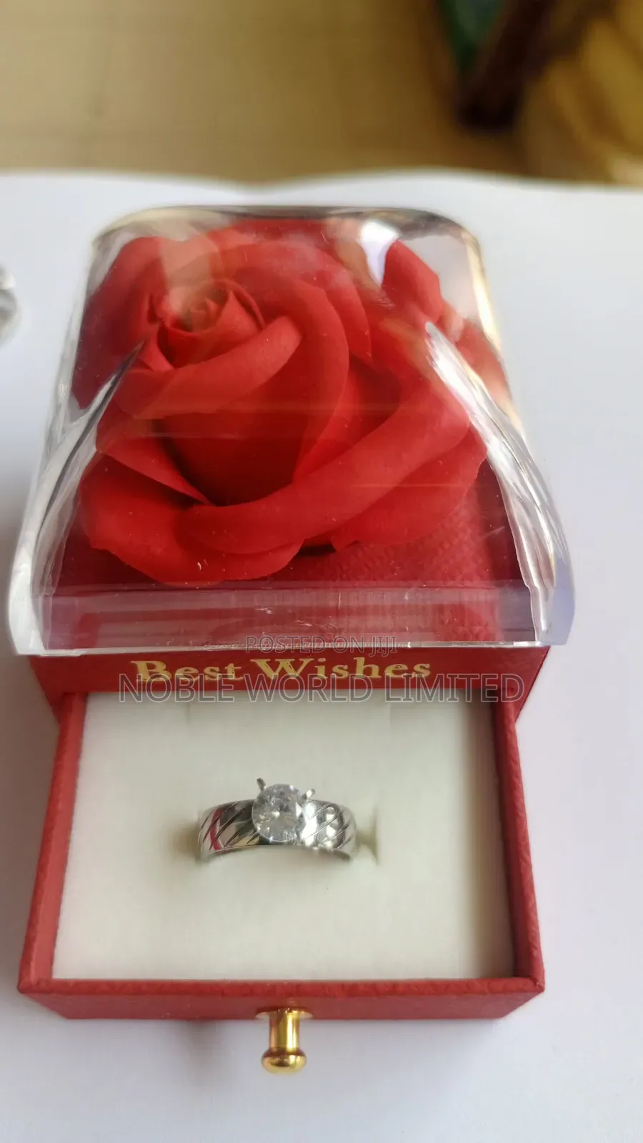 Silver Proposal/Wedding Rings in a Scented Rose Box
