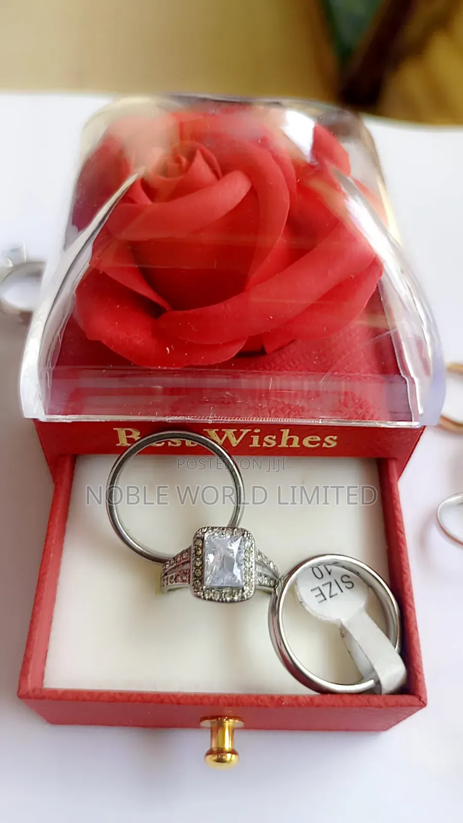 Silver Couples Wedding Ring in a Scented Rose Box 2d