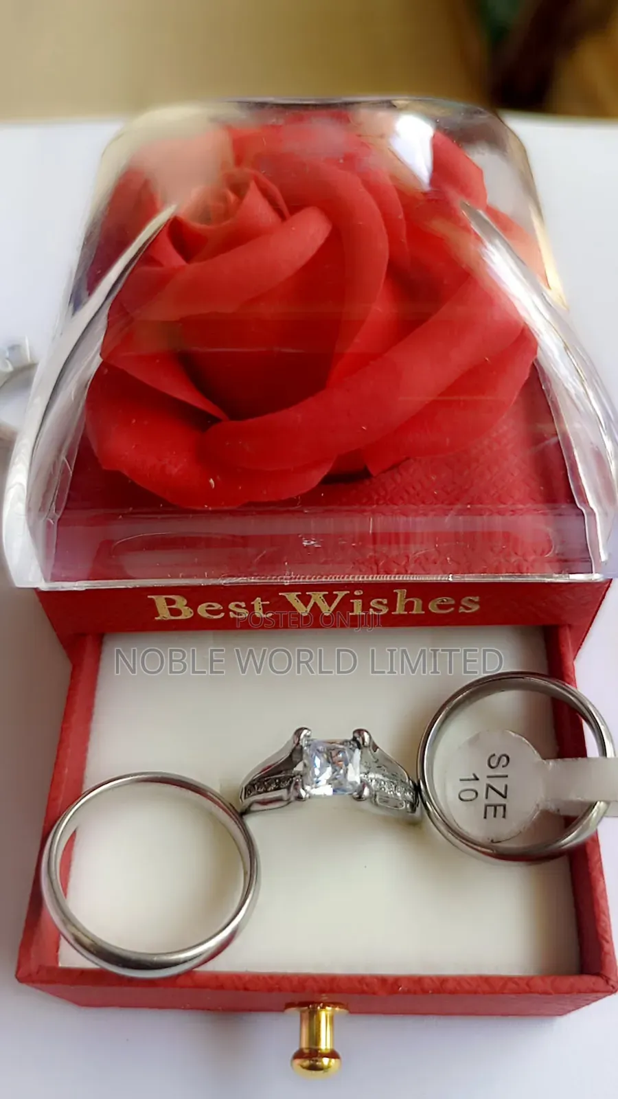 Silver Couples Wedding Ring in a Scented Rose Box 2d