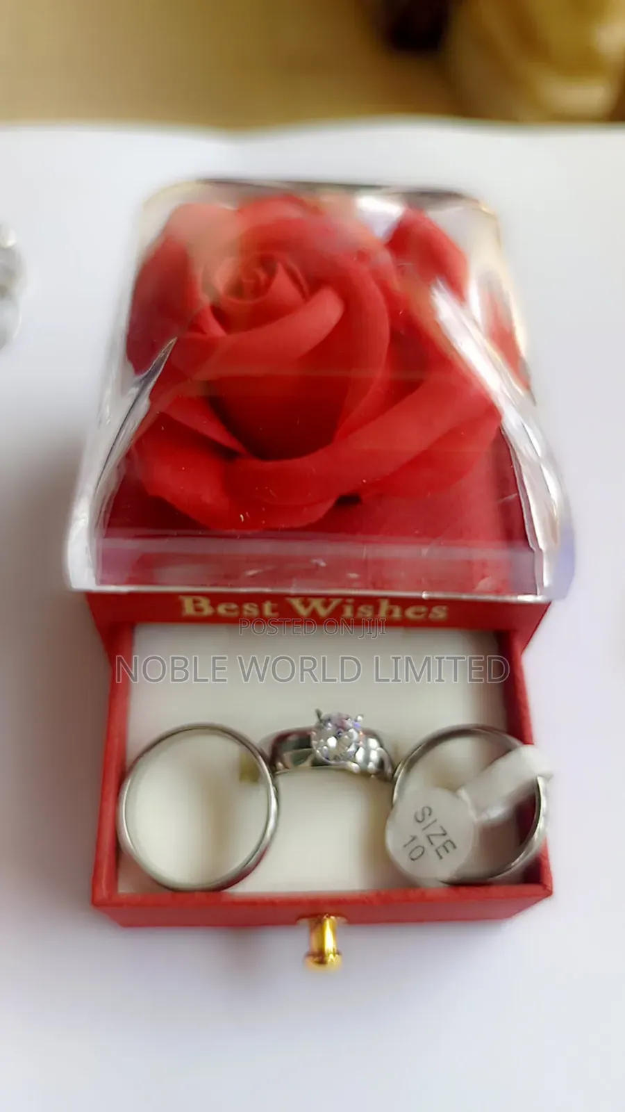 Silver Couples Wedding Ring in a Scented Rose Box 2d