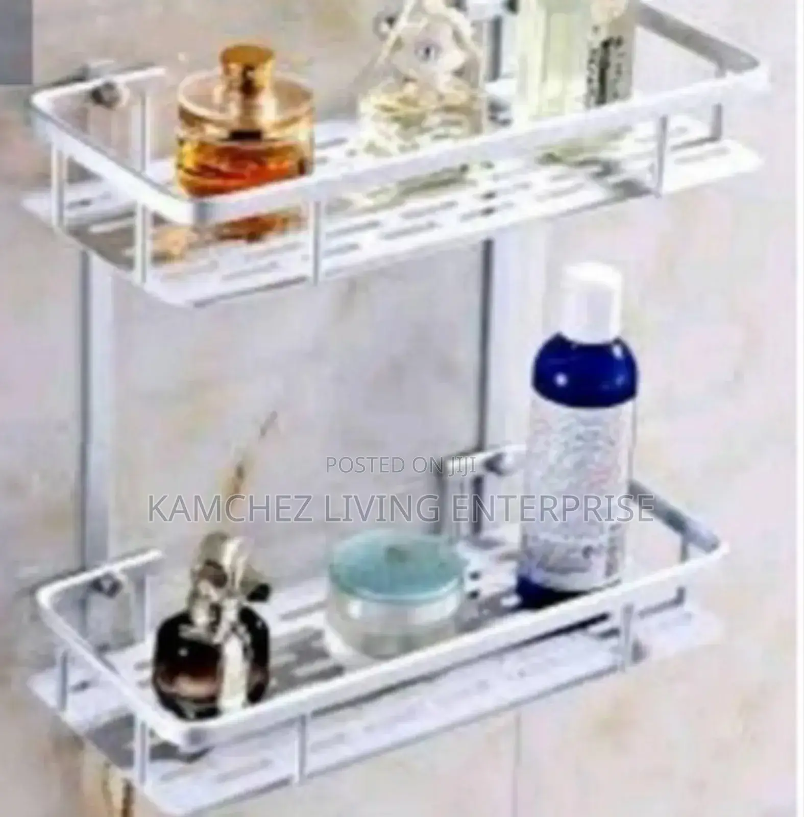 Aluminum 2step Wall-Mounted Bathroom Shelf With Hooks