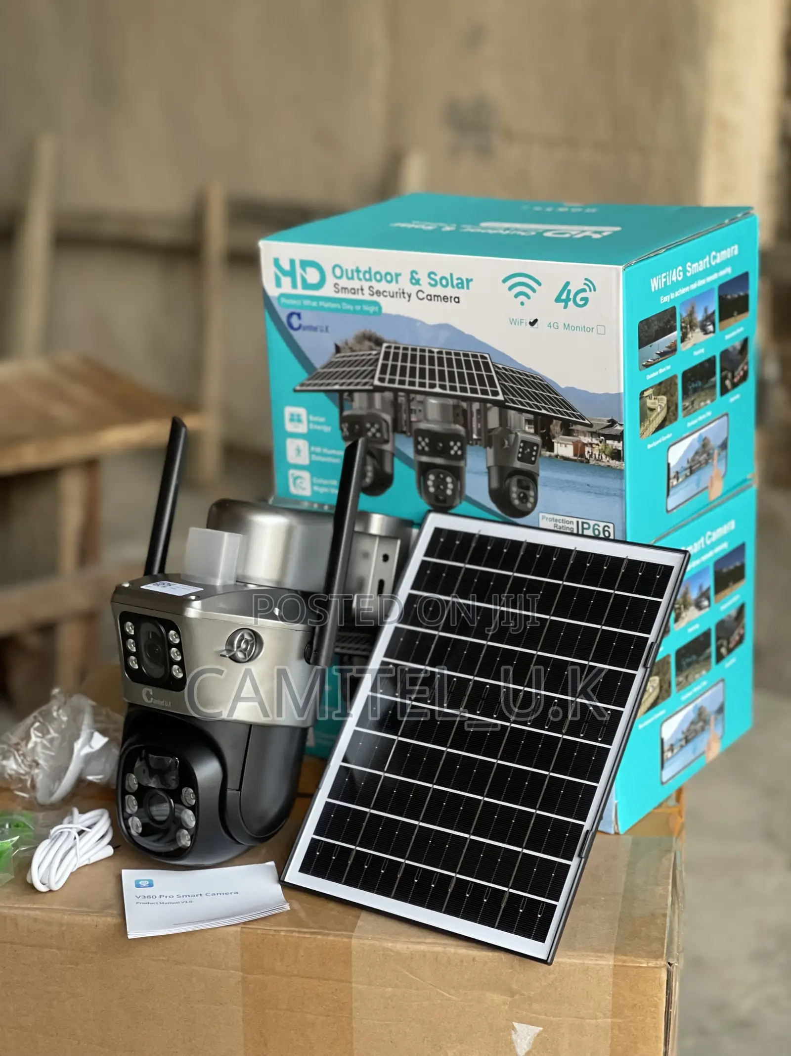 V380 Pro Wifi Dual Lens PTZ Solar Security Camera