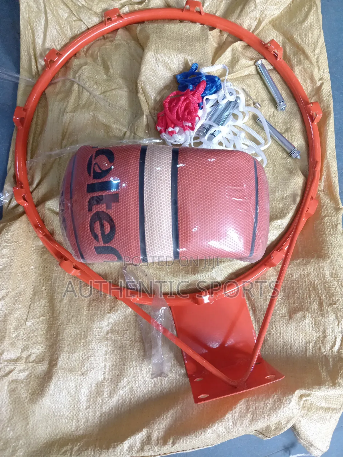 Basketball Rim With Molten Basketball and Net