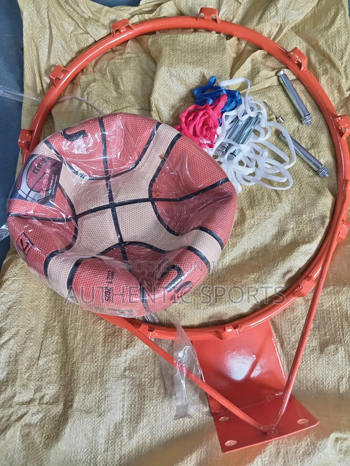 Basketball Rim With Molten Basketball and Net