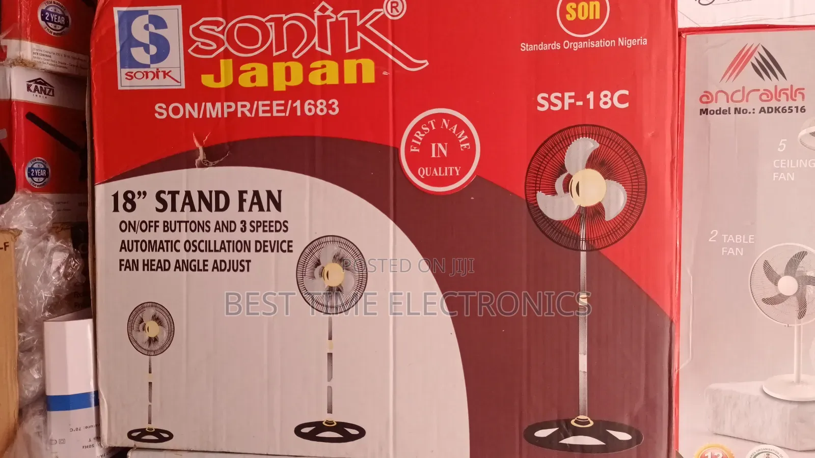 18" Sonik Electrical Stand Fan
