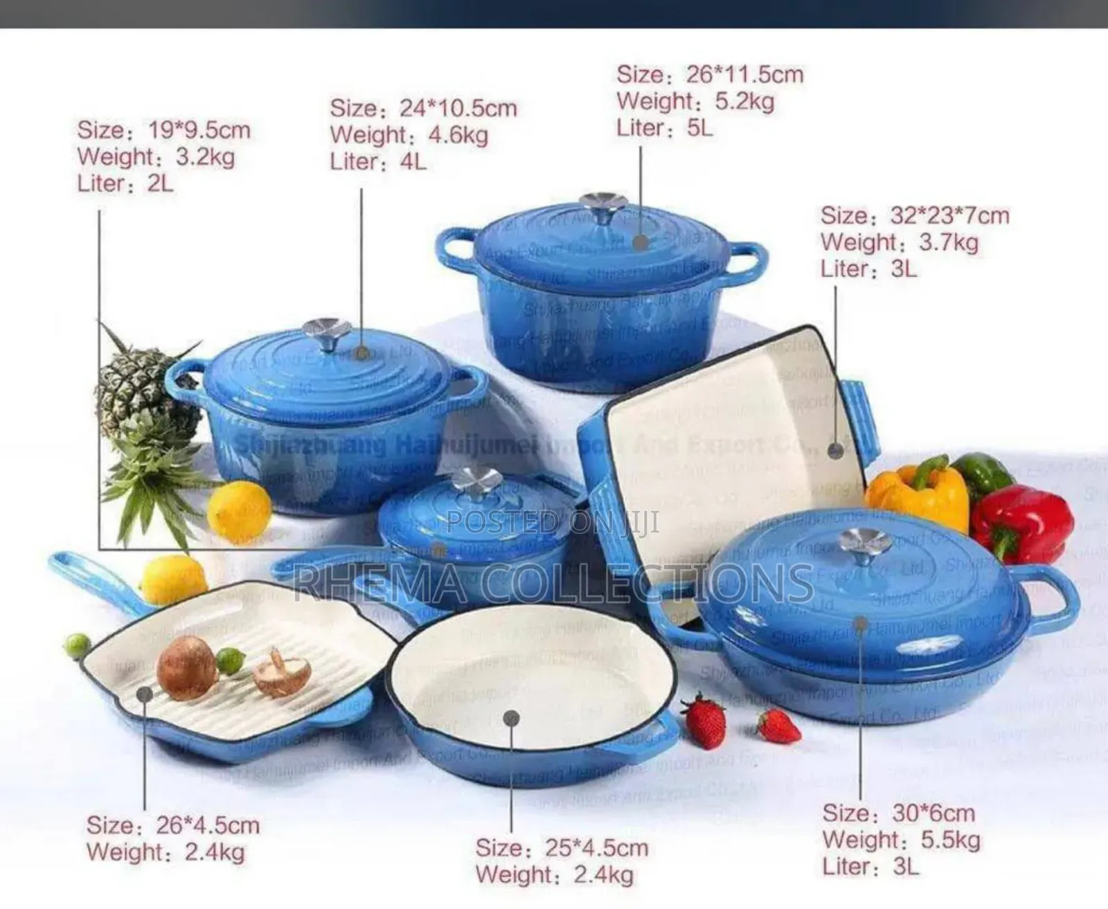 7pc High Quality Durable Thick Heavy Ucc Life Iron Cast Pot