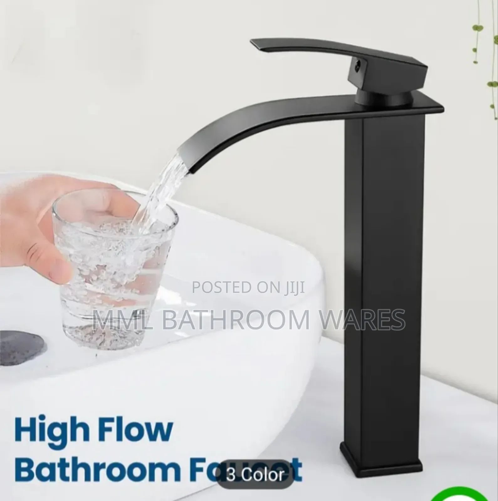 Matte Black Long Waterfall Basin Mixer Faucets