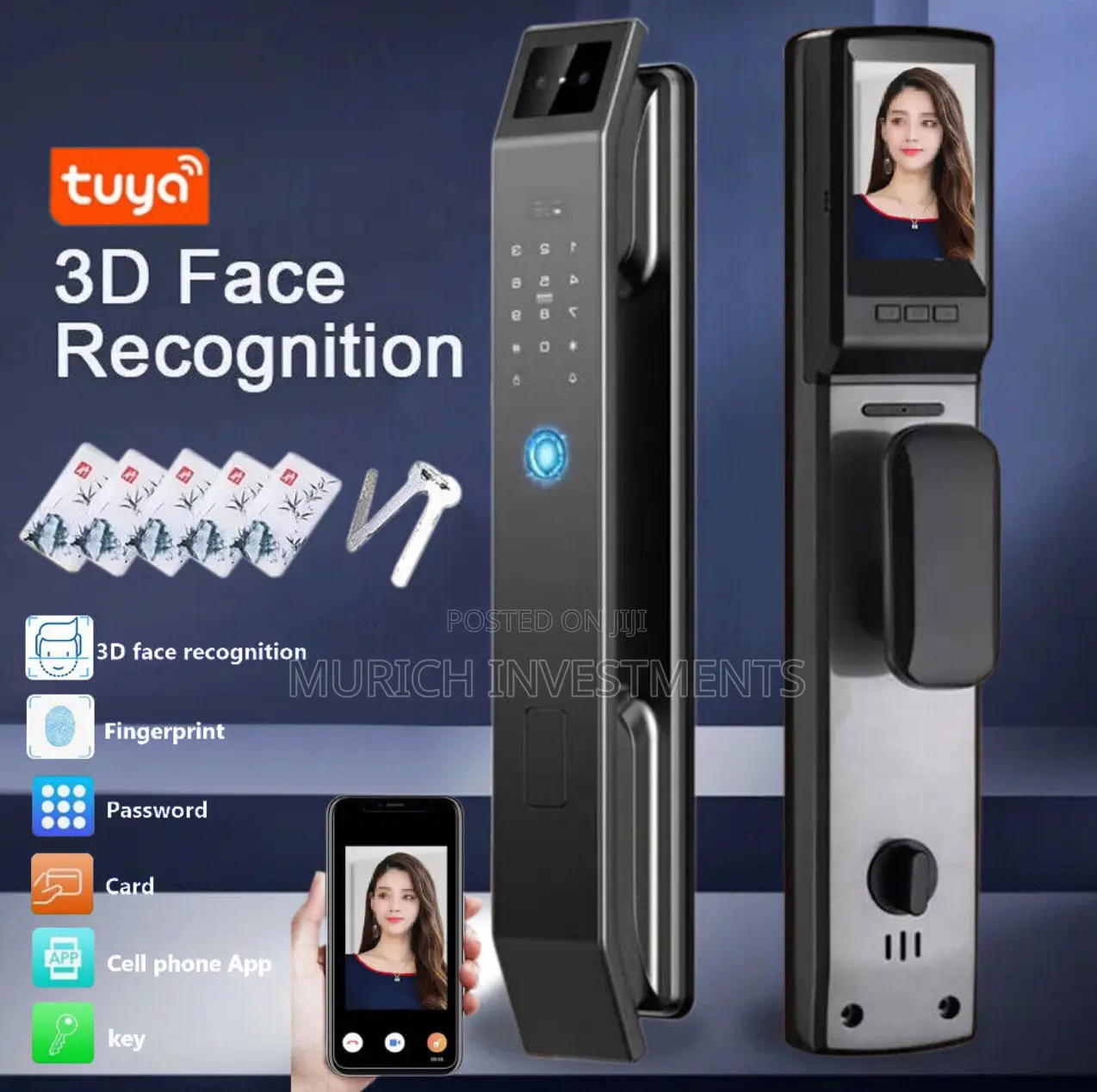 Tuya Wifi 3d Face Lock With Camera,Audio, Video App Unlock