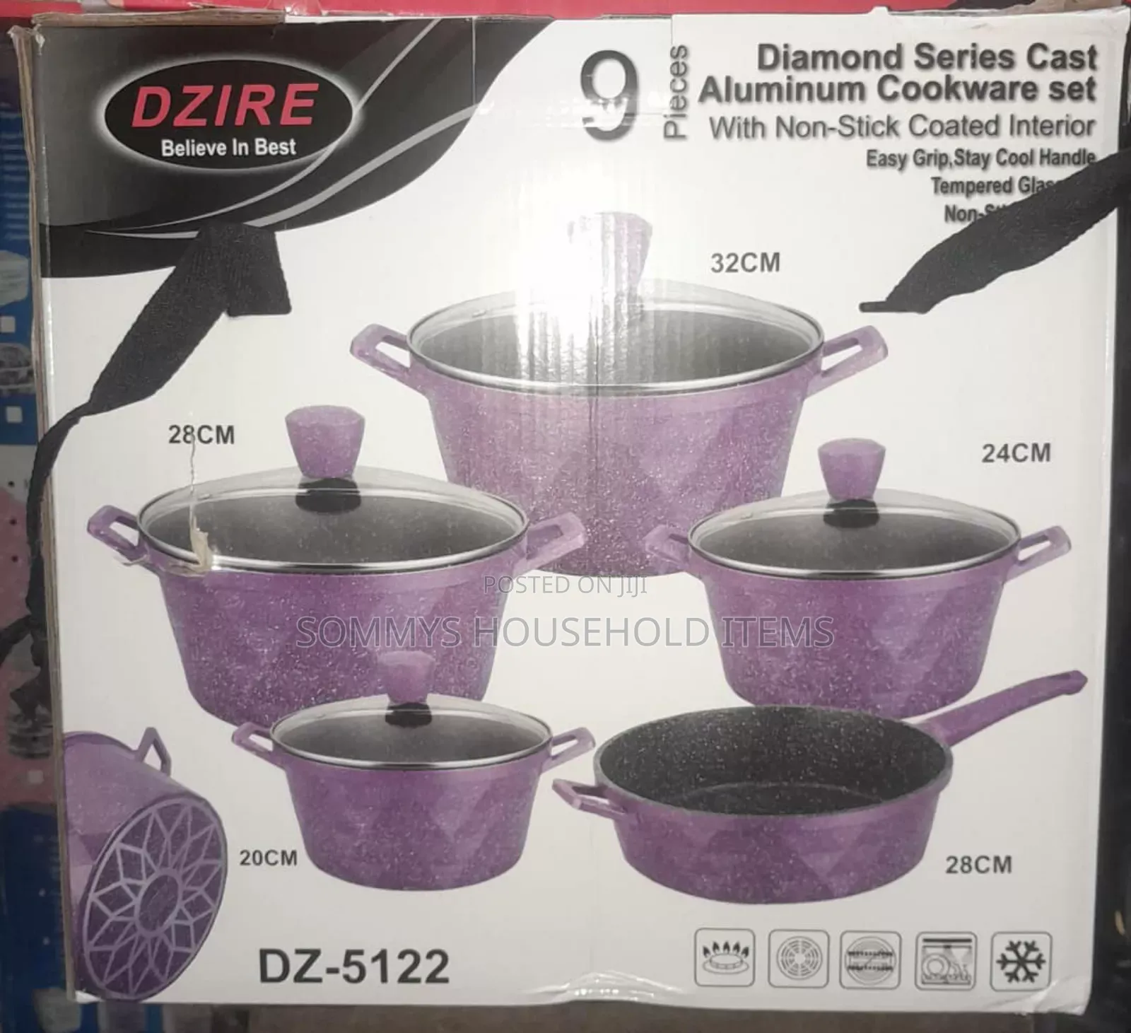 9pcs Dzire Cast Aluminium Cookware Pot Set With Frypan