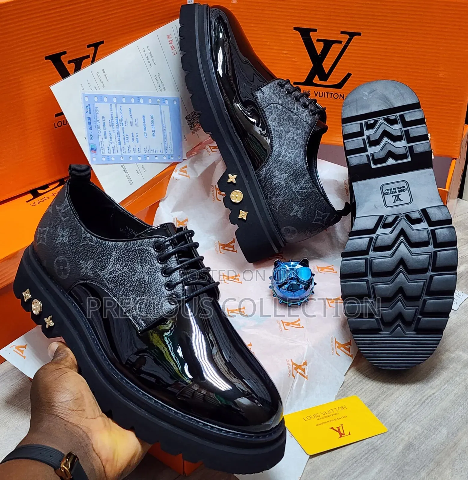 Loius Vuitton Glossy Leather Double Sole Lace Up Shoes