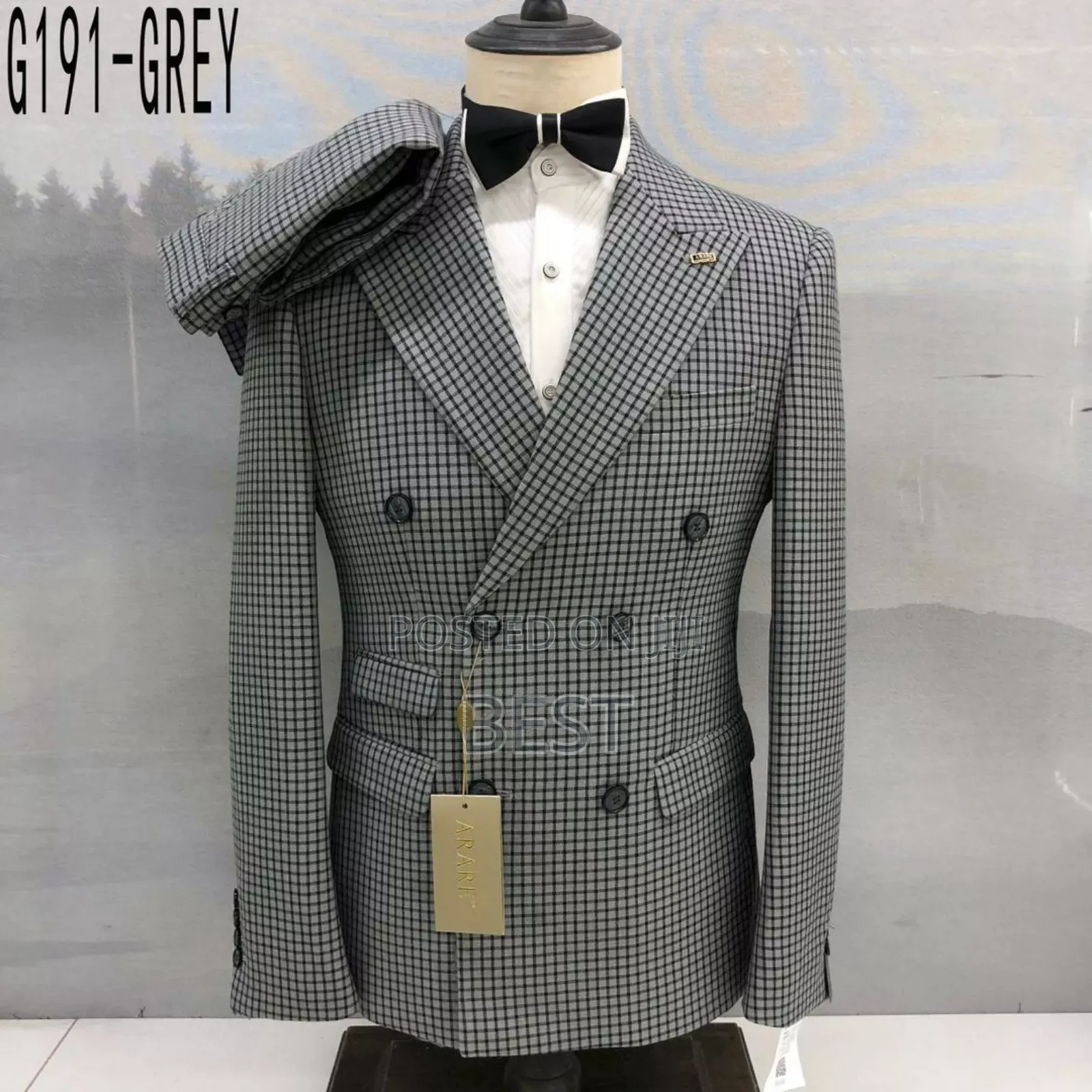 Check Double Breasted Quality Arare Suits for Men's Wears