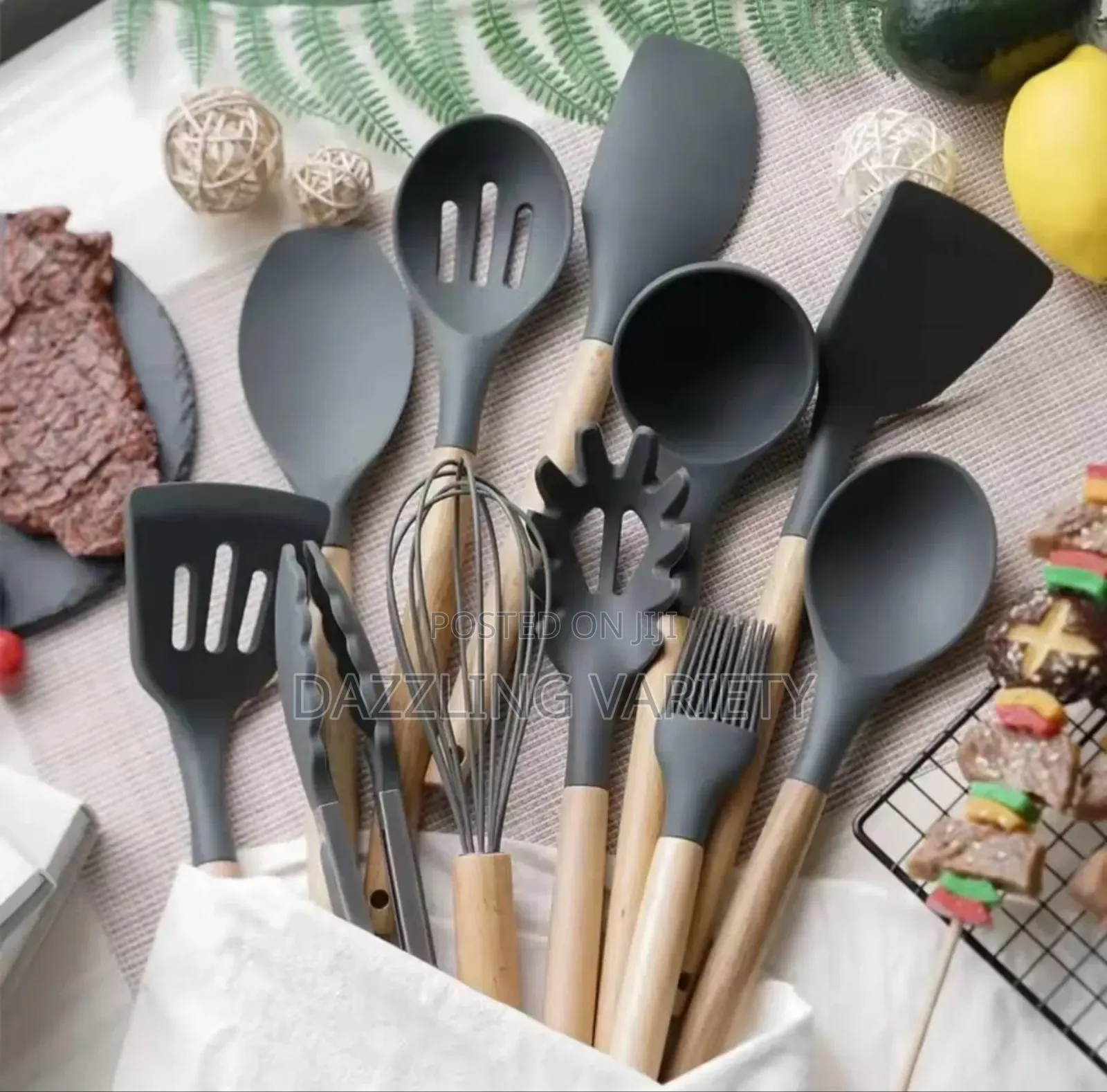 12pcs Big Size Silicone Non-Stick Heat Resistant Cooking Spoon Set