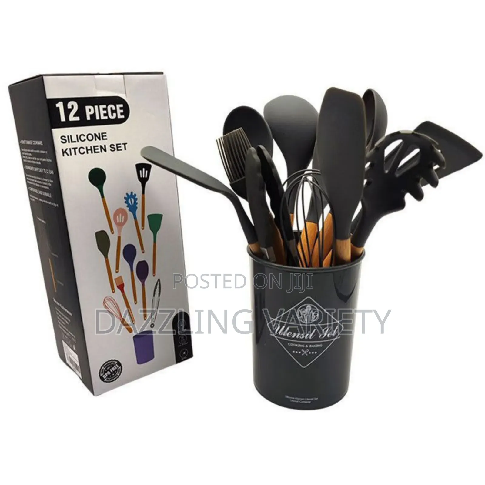 12pcs Big Size Silicone Non-Stick Heat Resistant Cooking Spoon Set
