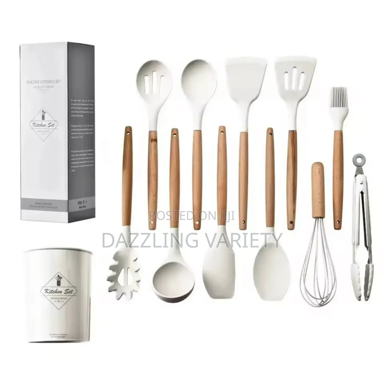 12pcs Big Size Silicone Non-Stick Heat Resistant Cooking Spoon Set