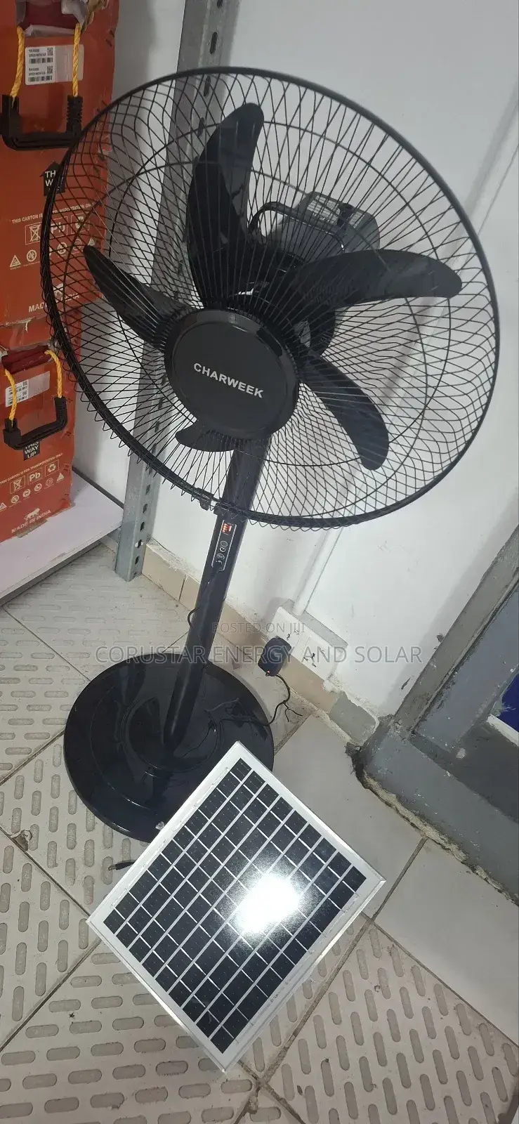Charweek Solar Rechargeable Standing Fan