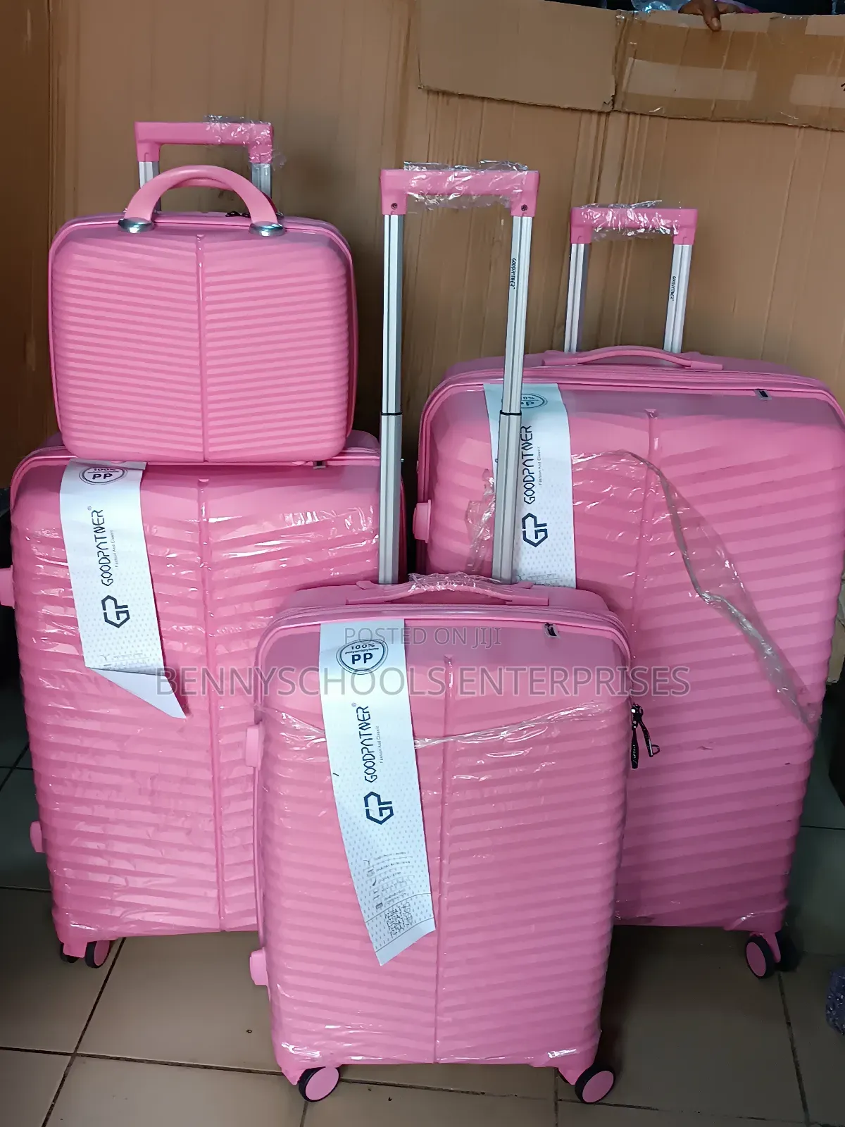 Set of 4 Pink Gp Unbreakable Rubber Luggages With Antitheft