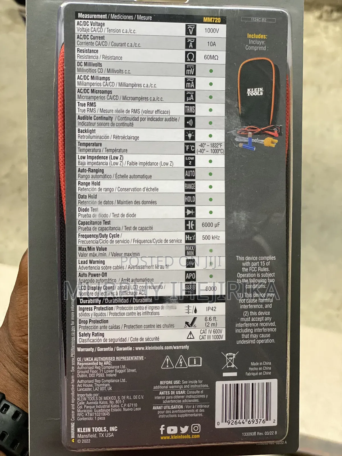 Digital Multimeter, Trms Auto-ranging,1000v, Temp, Mm720