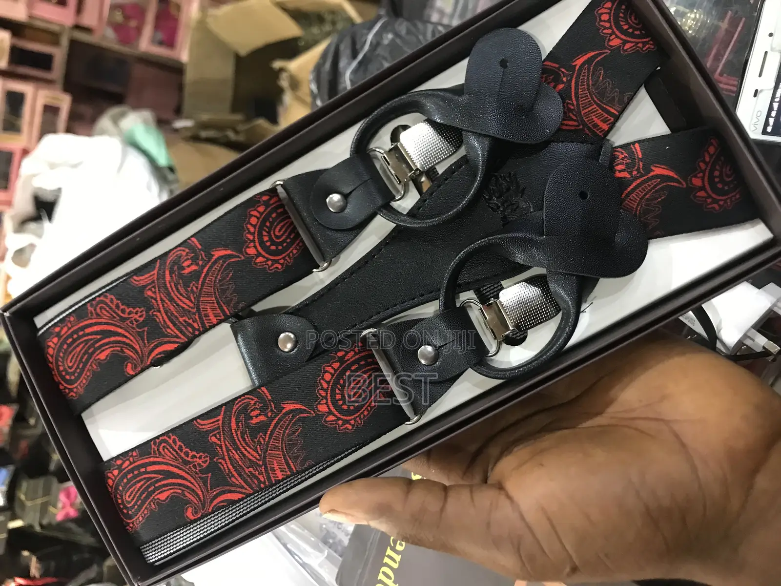 Quality Suspenders Bow Tie With Pocket Square Cufflinks