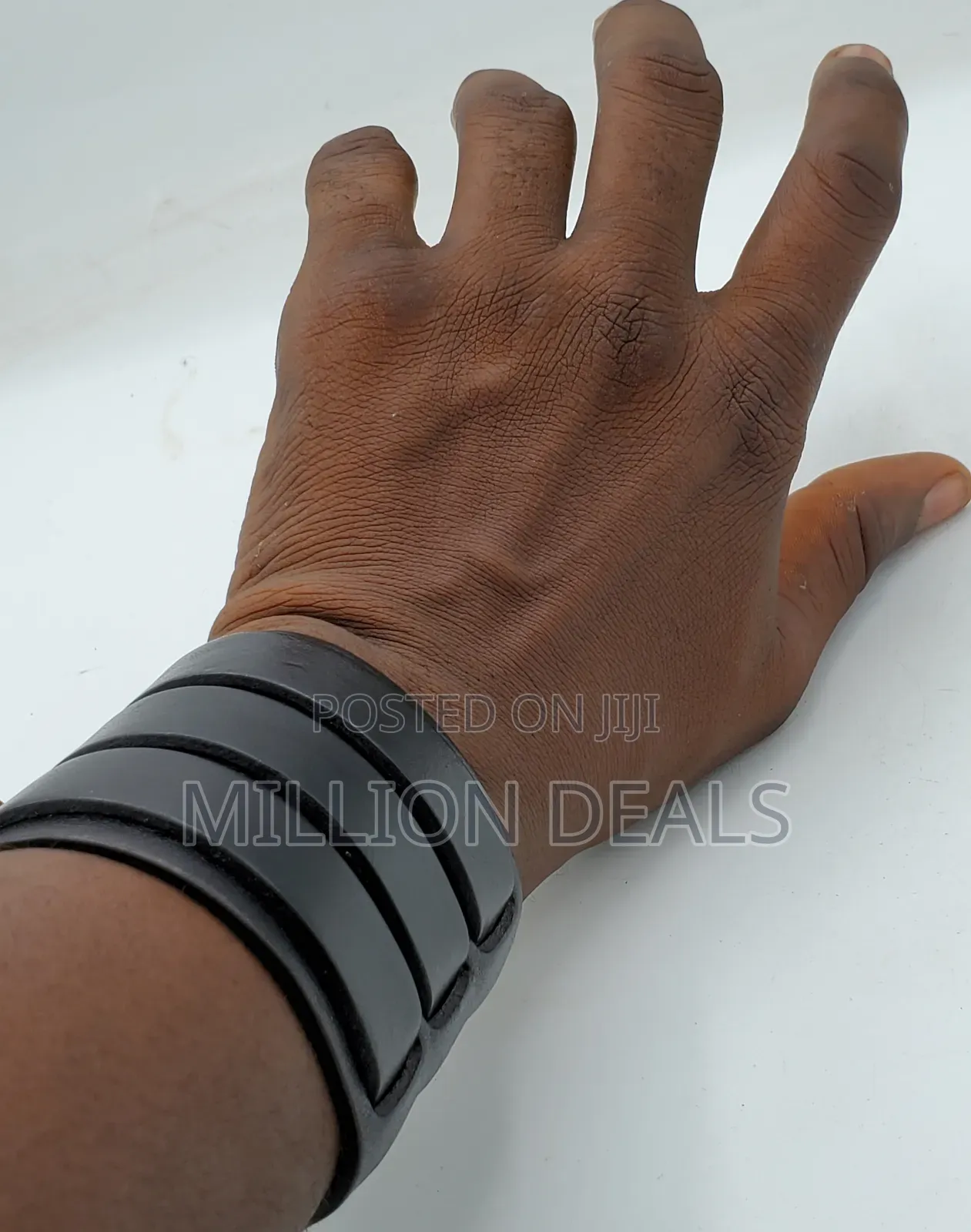 Luxury Black Leather Ski Men's Bracelet