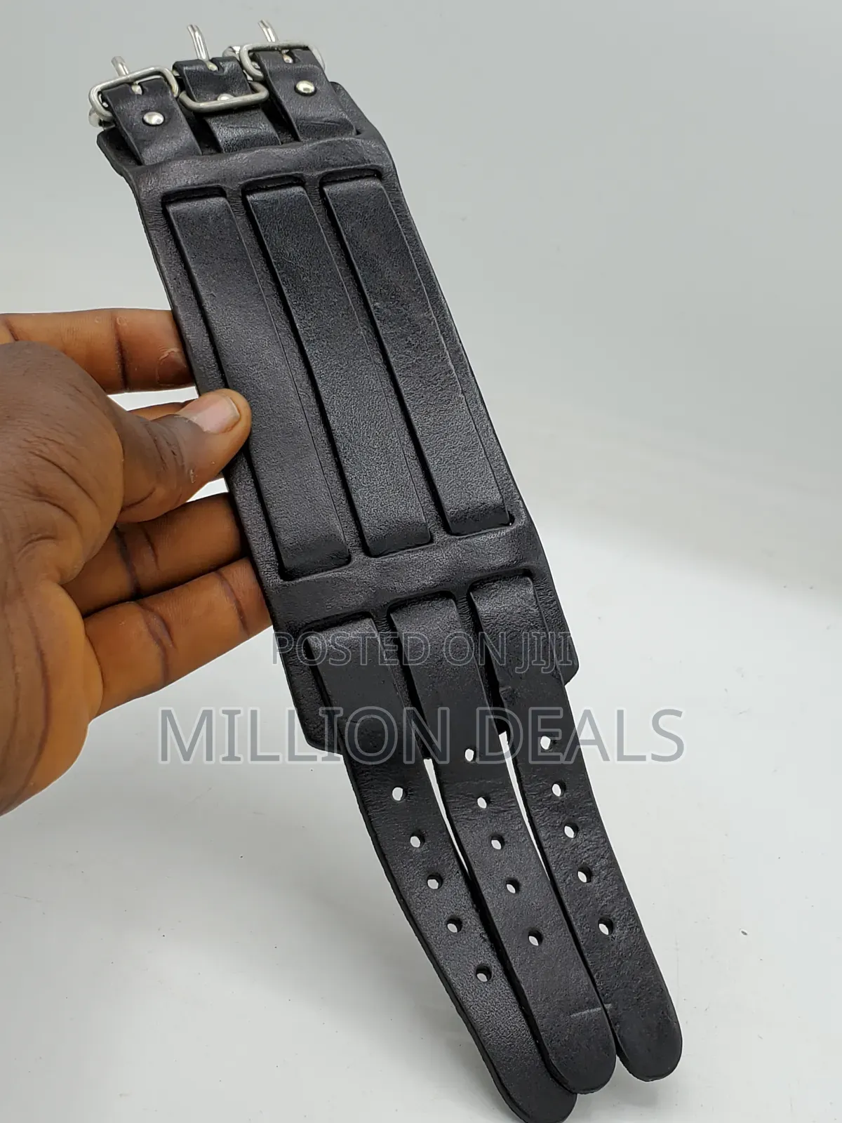 Luxury Black Leather Ski Men's Bracelet
